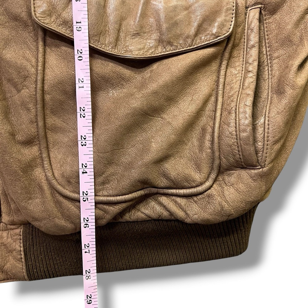 Vintage Wilsons Adventure Bound Distressed Brown Leather Bomber Jacket Men's S - Picture 13 of 13